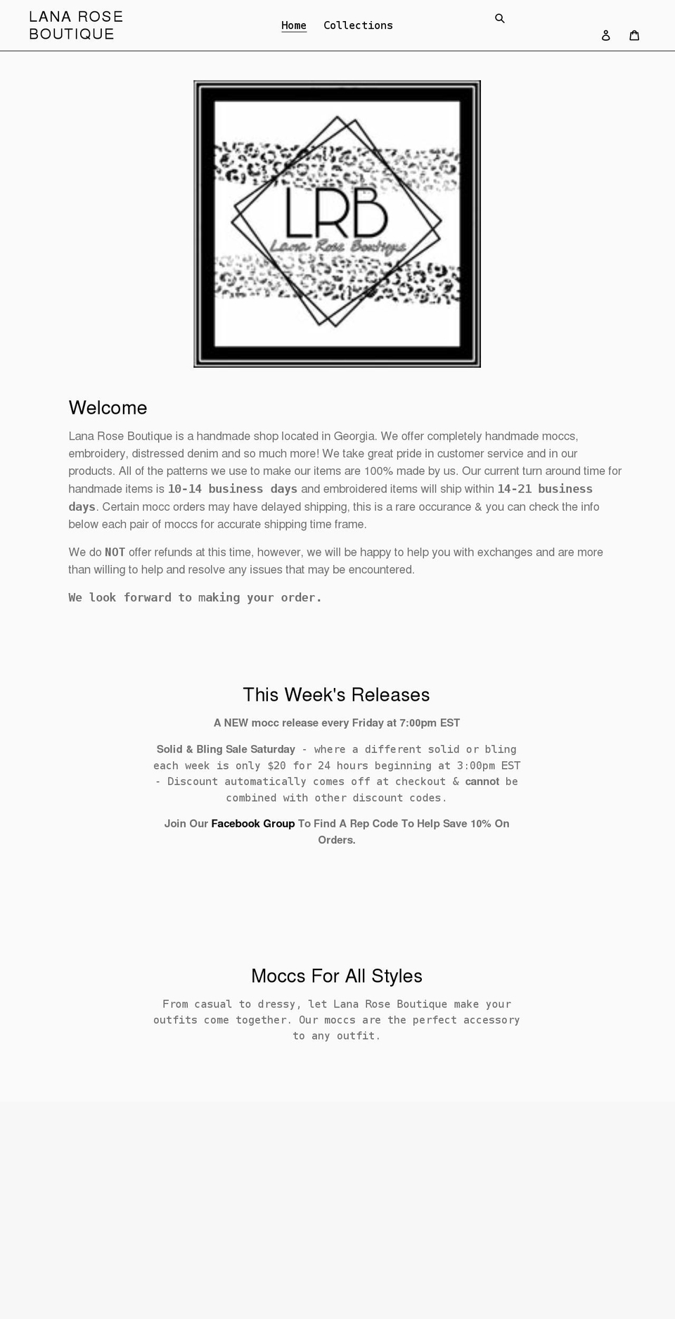 lanaroseboutique.com shopify website screenshot