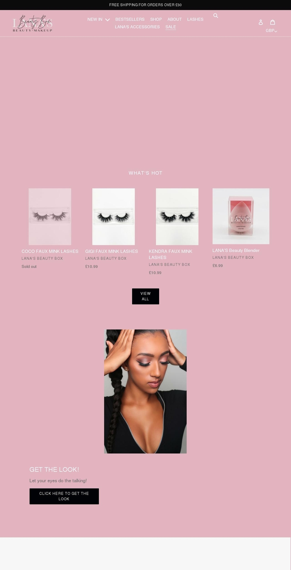 lanasbeautybox.com shopify website screenshot