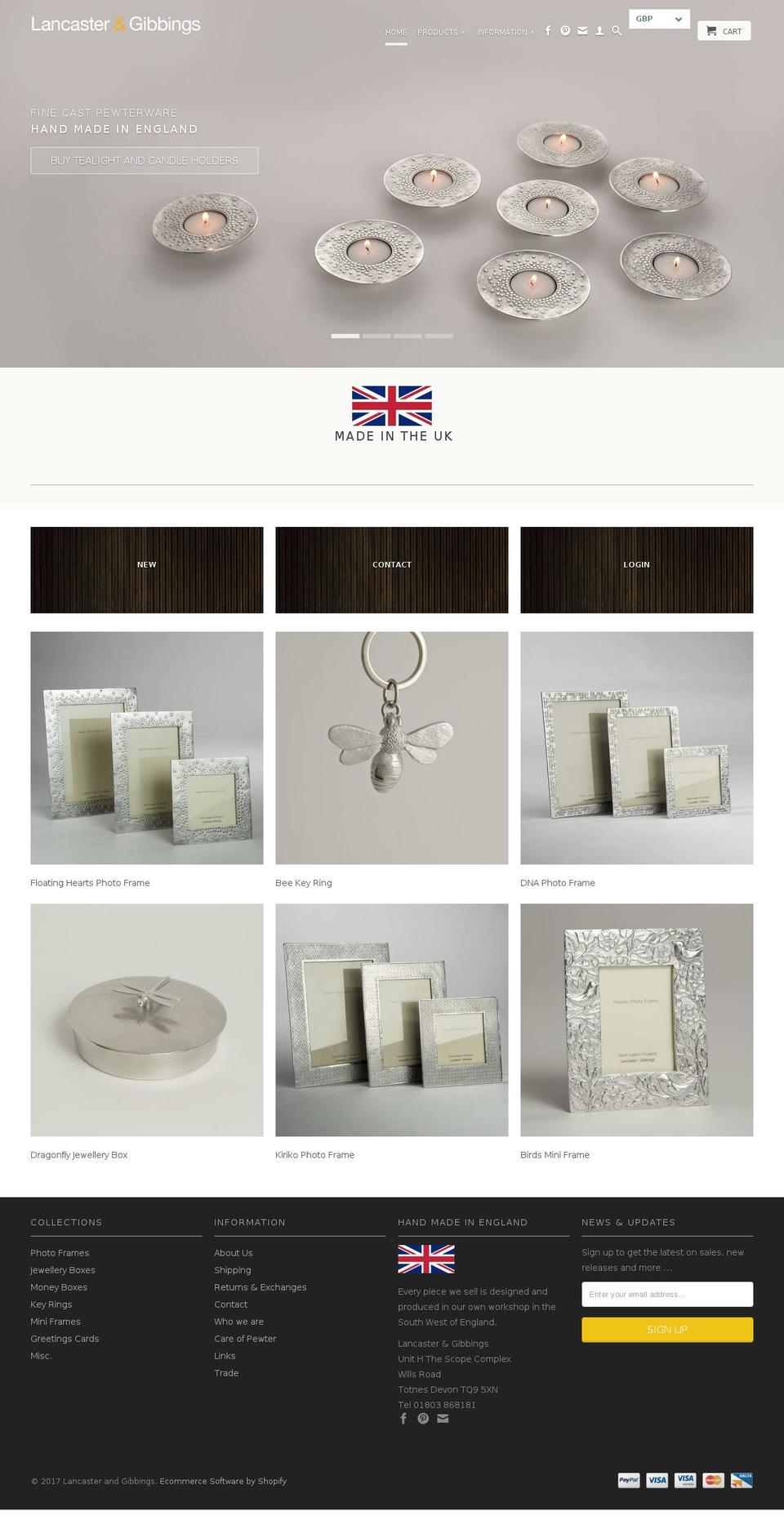 lancasterandgibbings.com shopify website screenshot