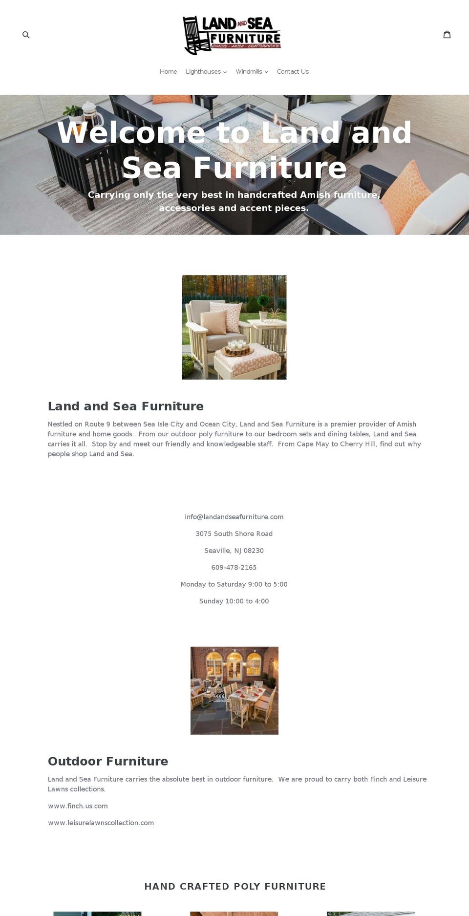 landandseafurniture.com — Shopify storefront screenshot