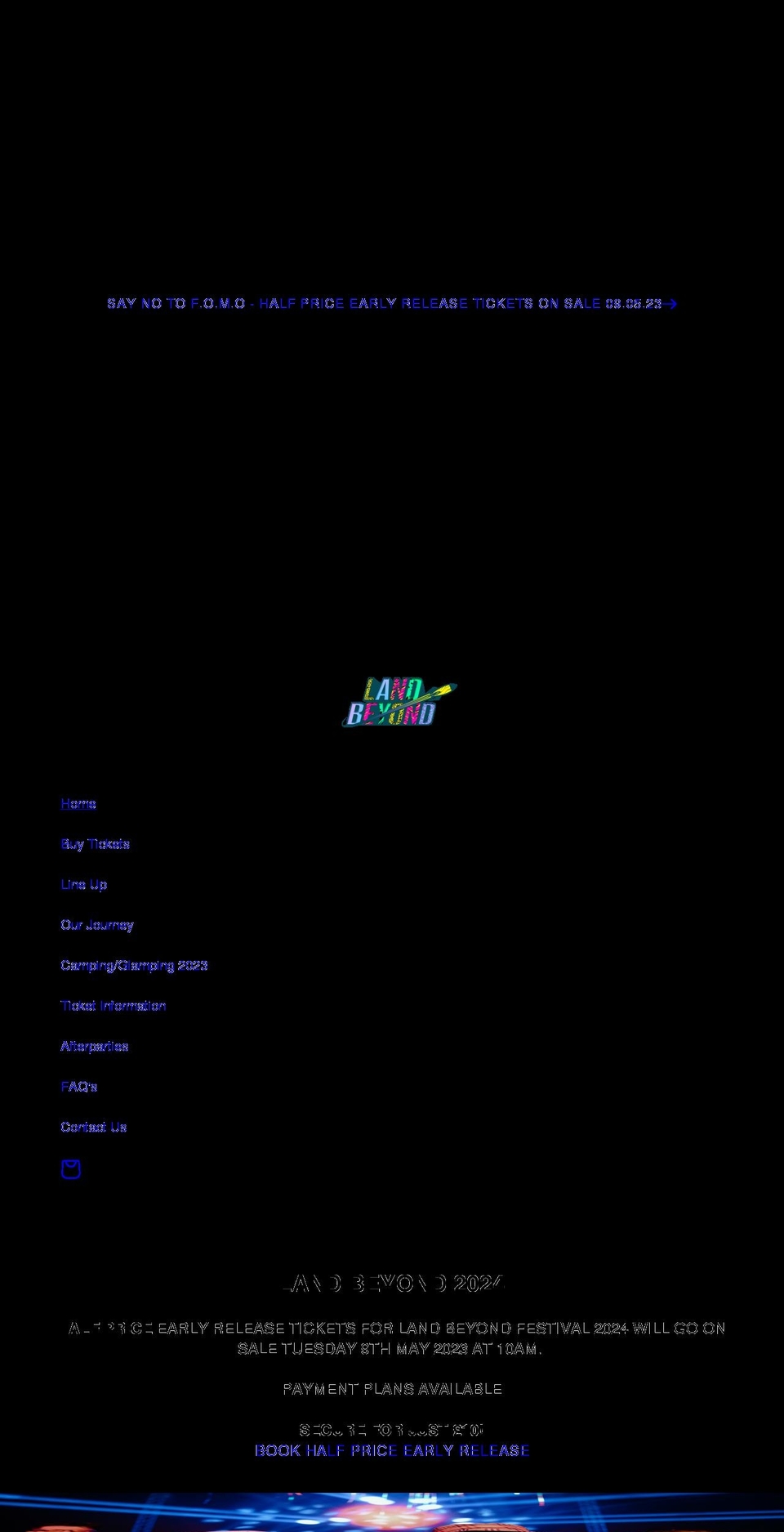 landbeyondfestival.co.uk shopify website screenshot