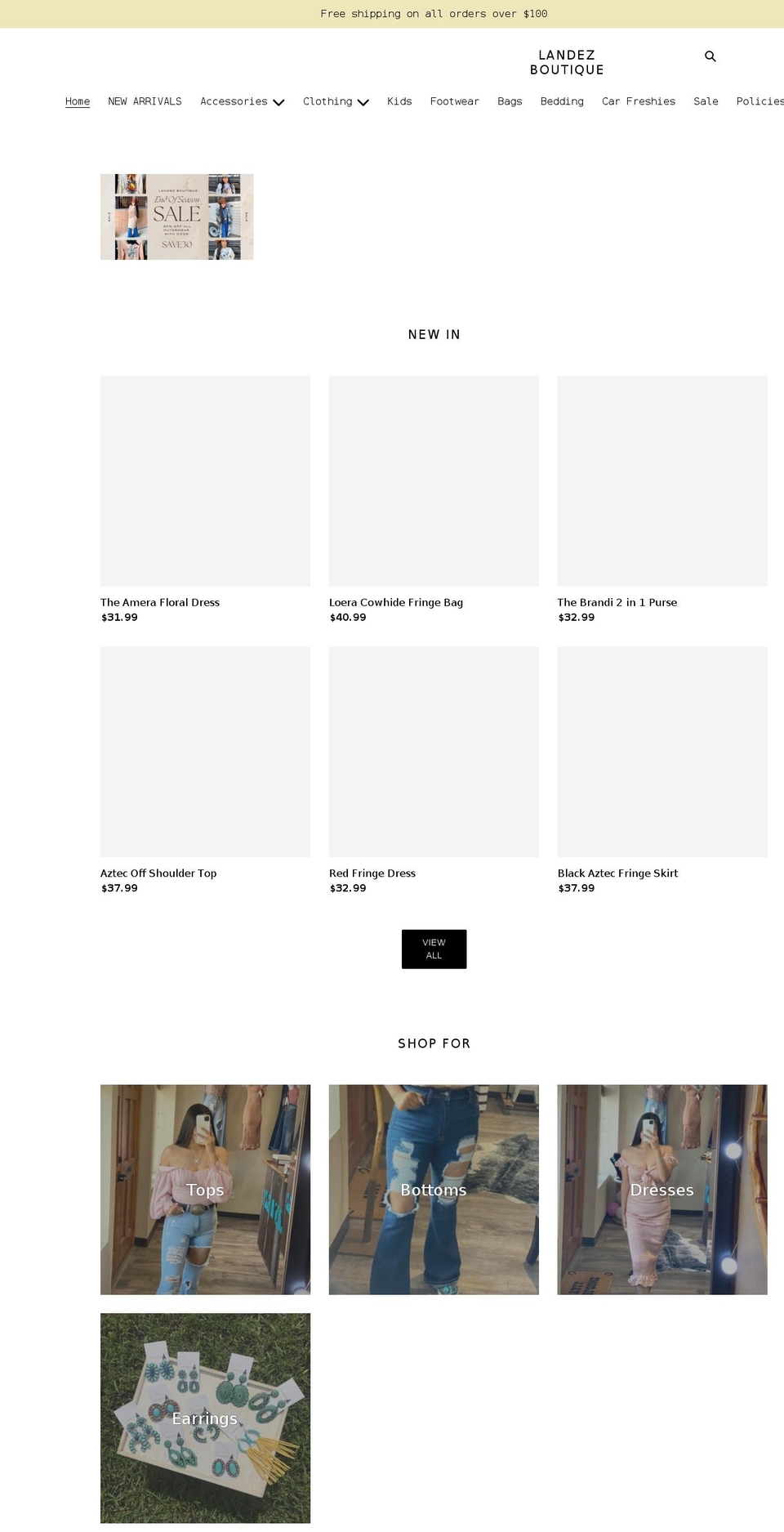 landezboutique.com shopify website screenshot