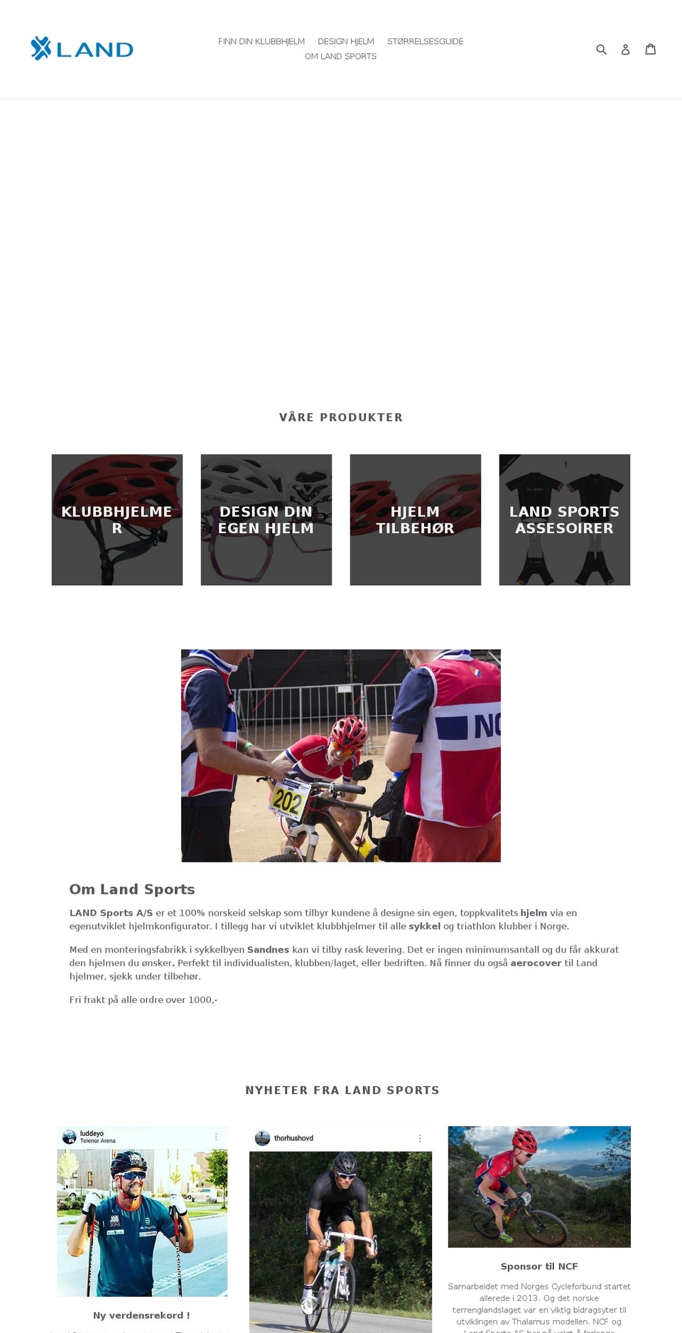landhelmets.com — Shopify storefront screenshot