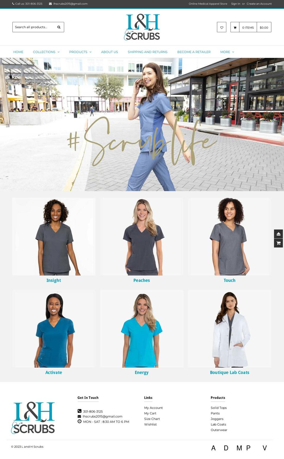 Cvl theme Shopify theme site example landhscrubs.com