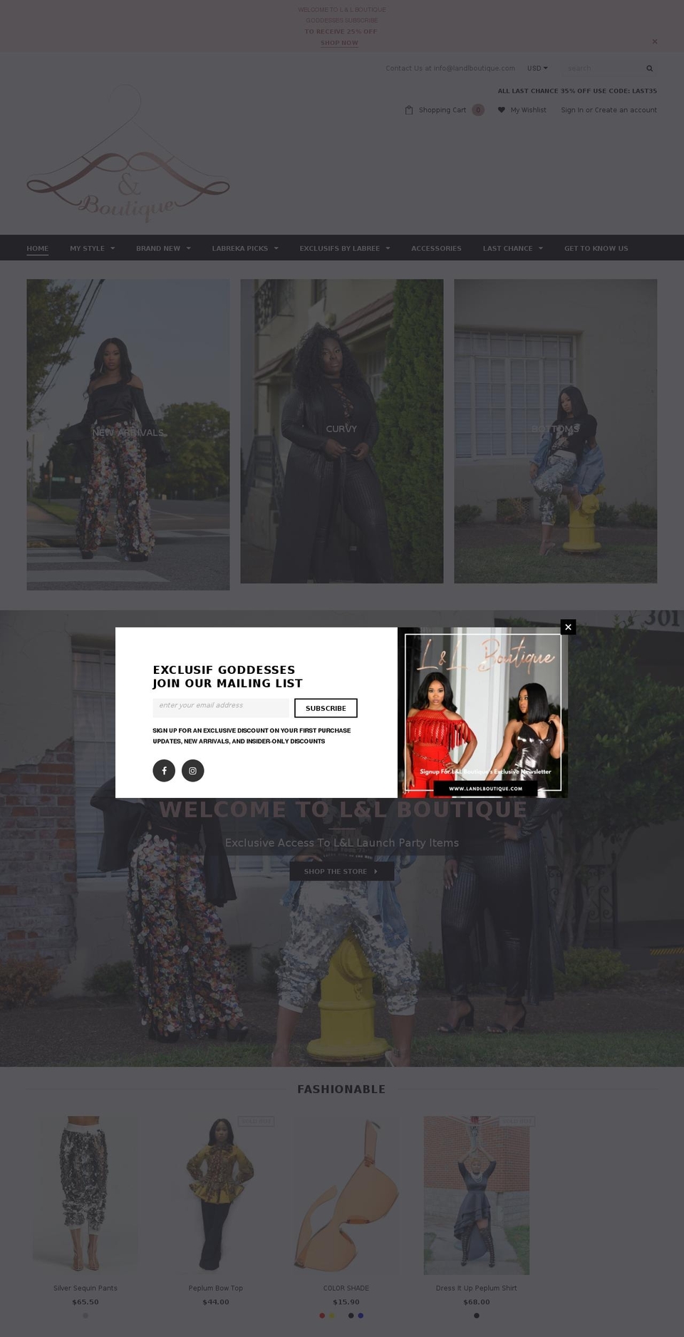 landlboutique.com shopify website screenshot