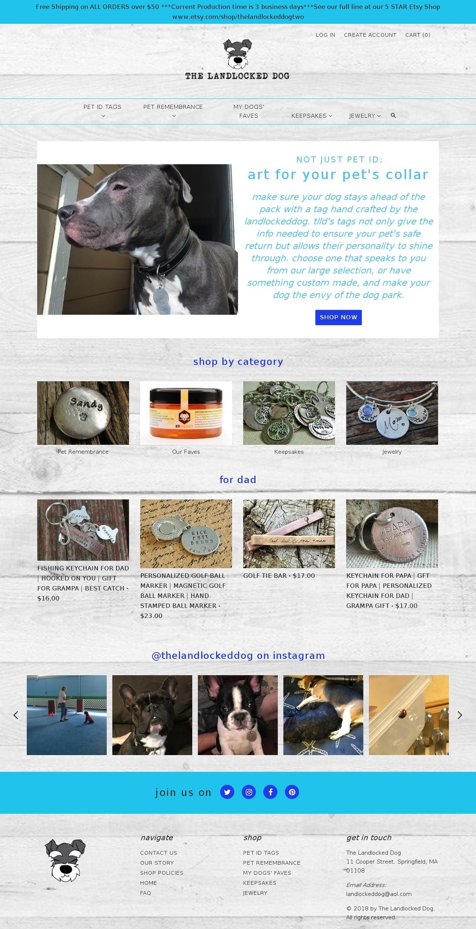 landlockeddog.com shopify website screenshot
