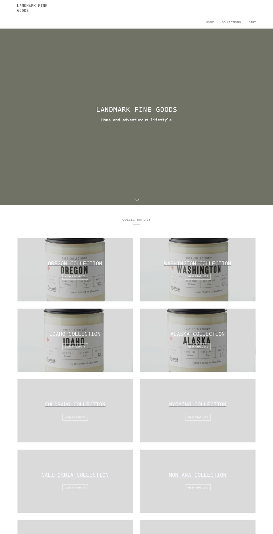 landmarkfinegoods.com shopify website screenshot