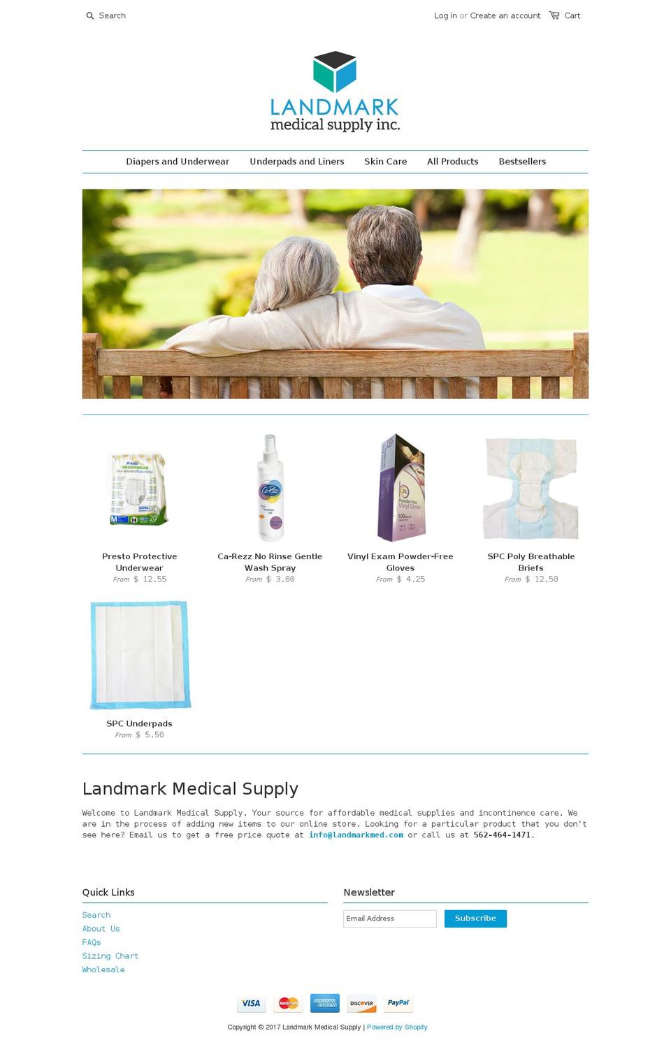 landmarkmedicalsupply.com shopify website screenshot