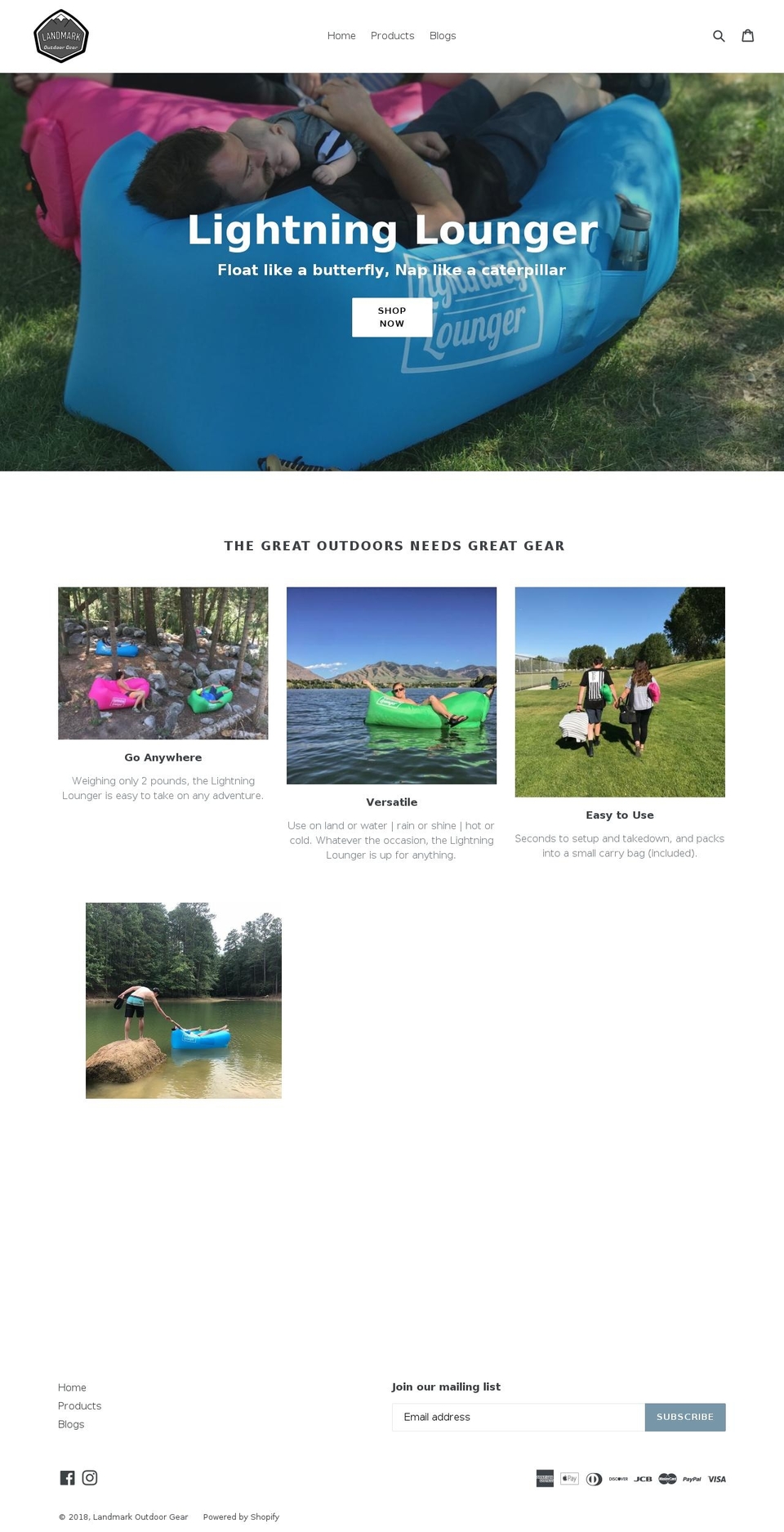 landmarkoutdoorgear.com — Shopify storefront screenshot