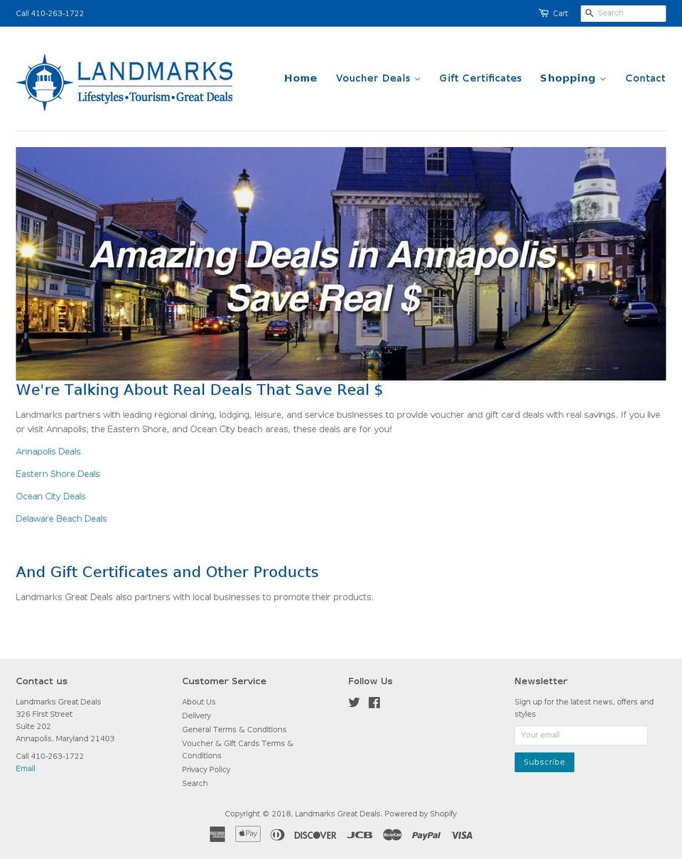 landmarksdeals.com shopify website screenshot
