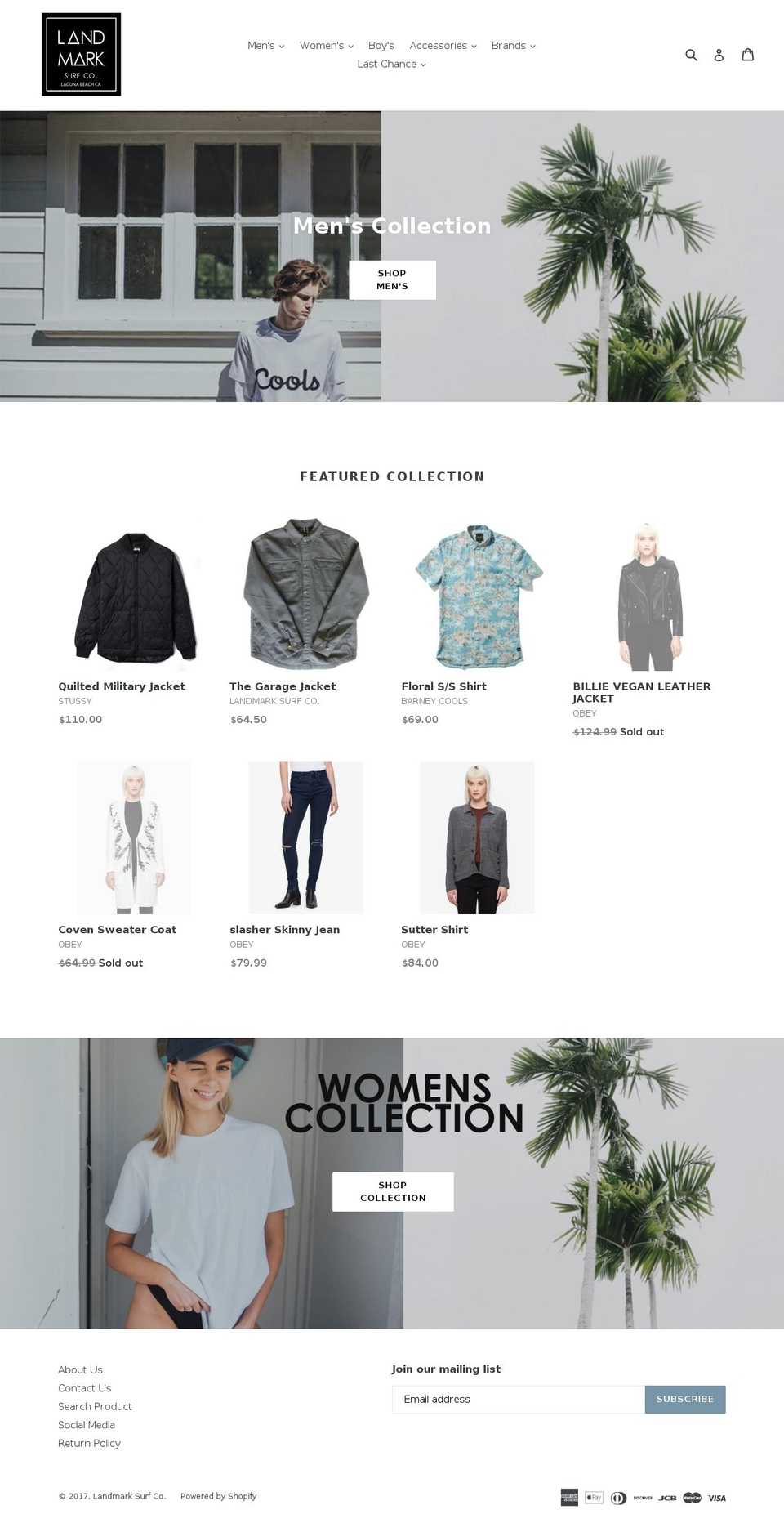 landmarksurf.com shopify website screenshot