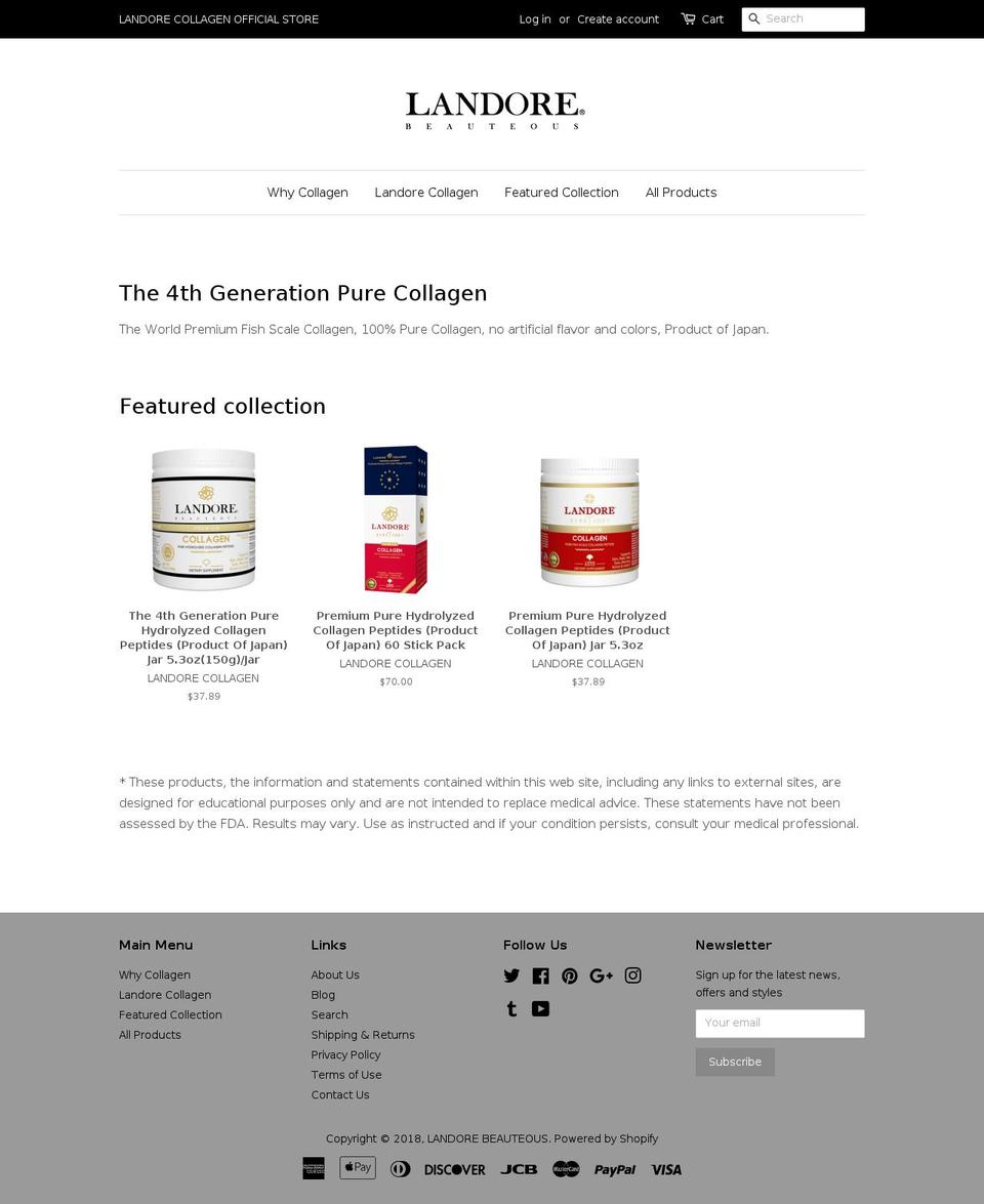 landore-beauteous.com — Shopify storefront screenshot