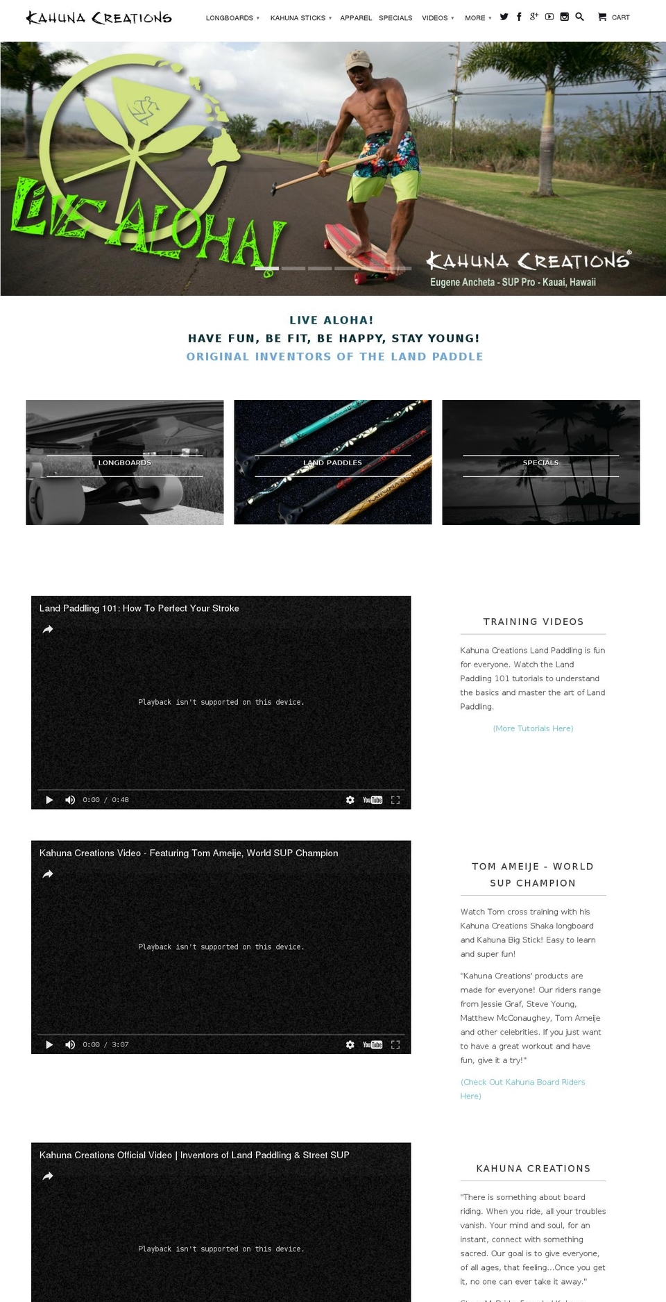 Kahuna Shopify theme site example landpaddling.com