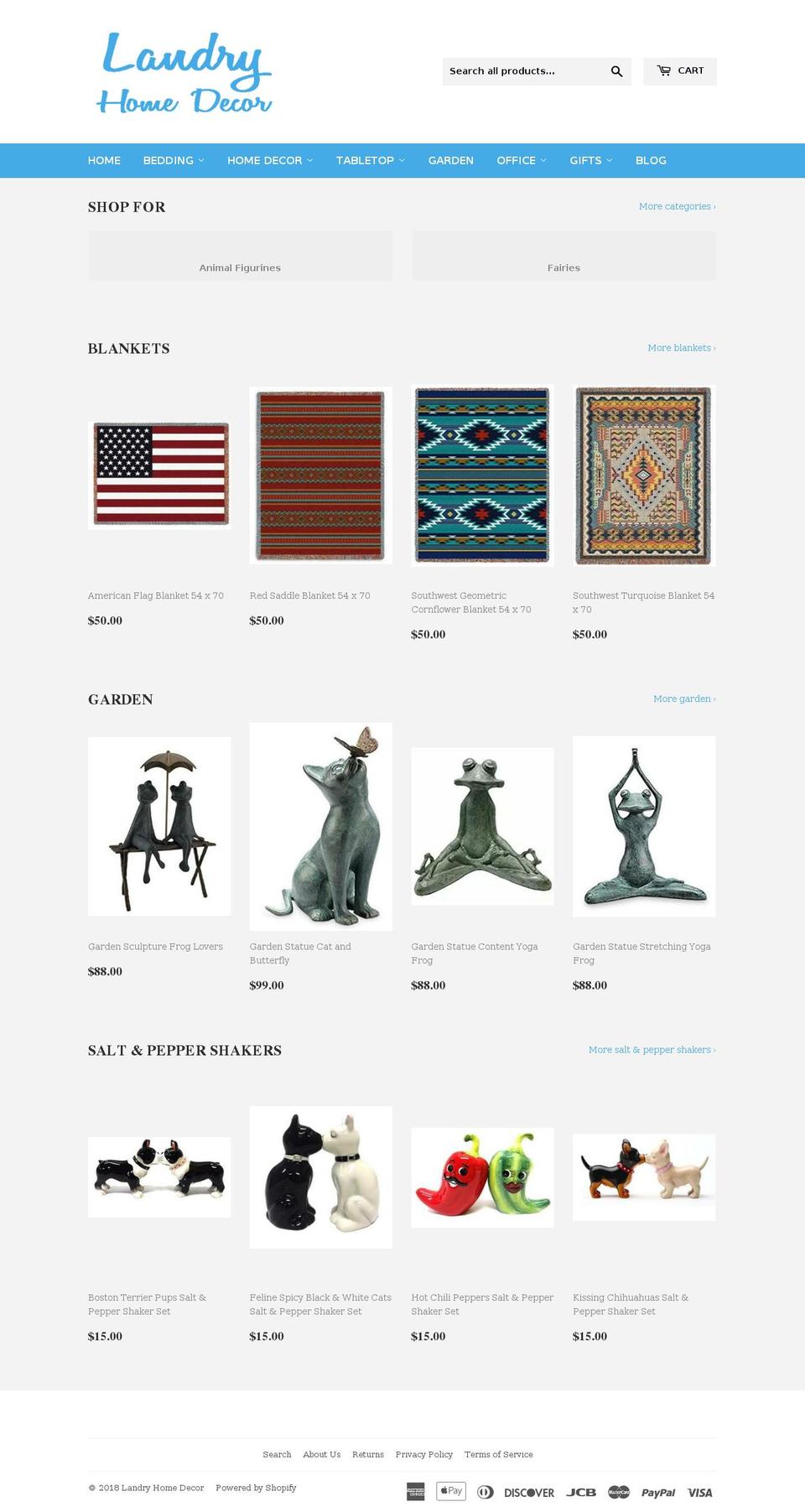 landryhomedecor.com shopify website screenshot