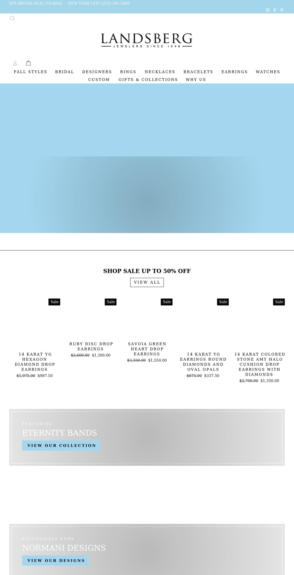 landsbergjewelers.com shopify website screenshot