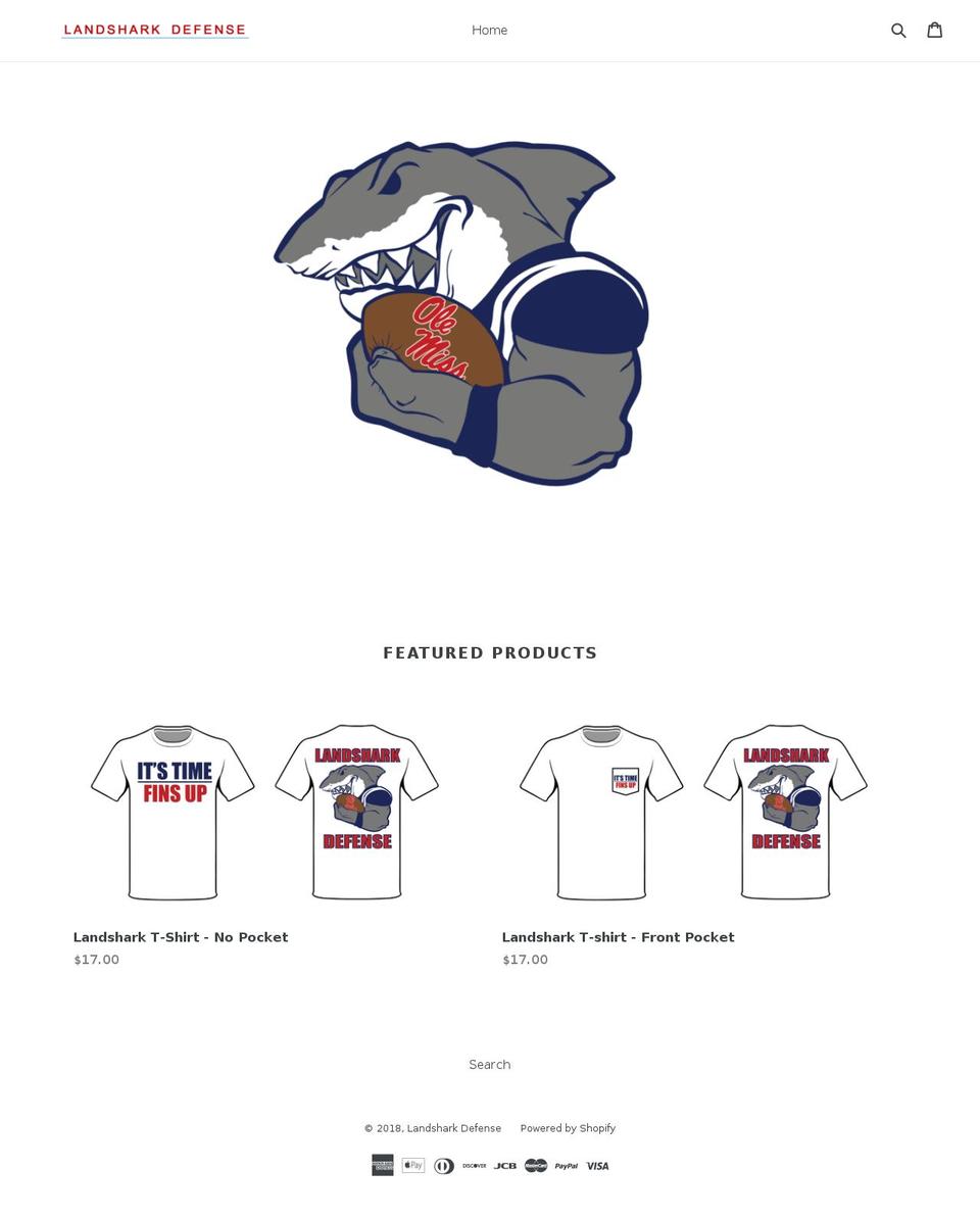 landsharkdefense.net shopify website screenshot