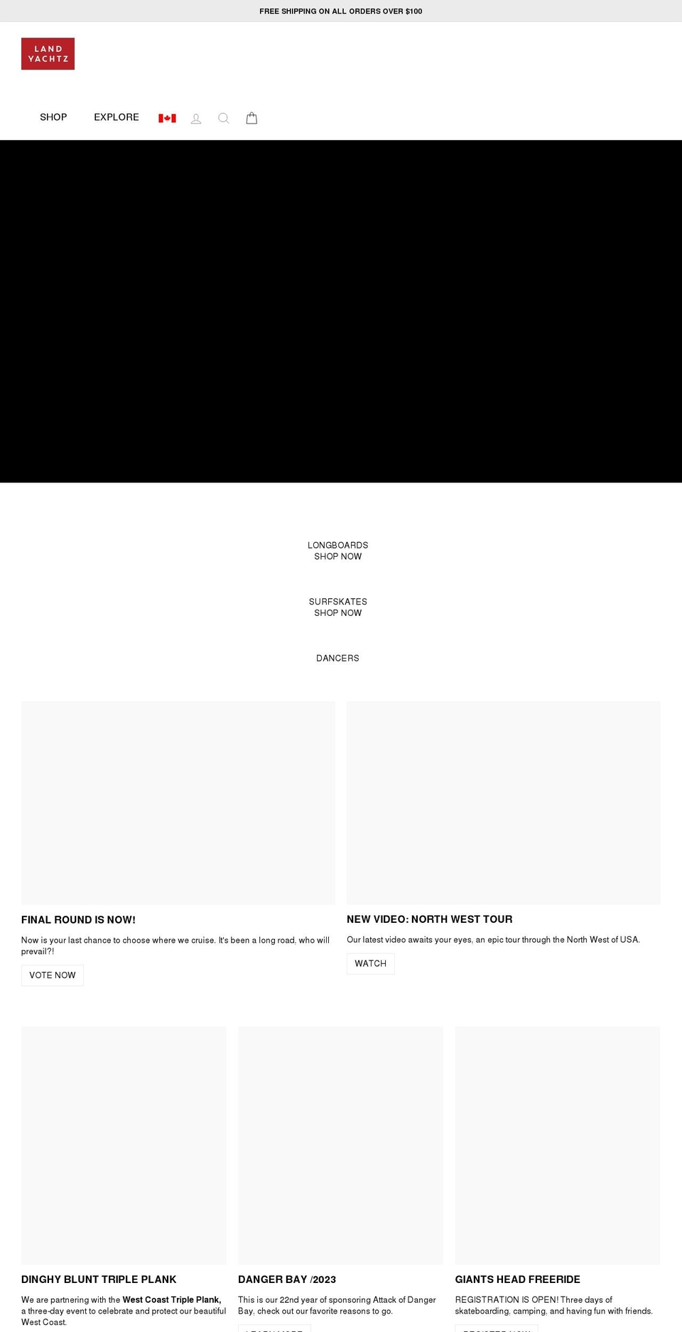 landyachtz.ca shopify website screenshot