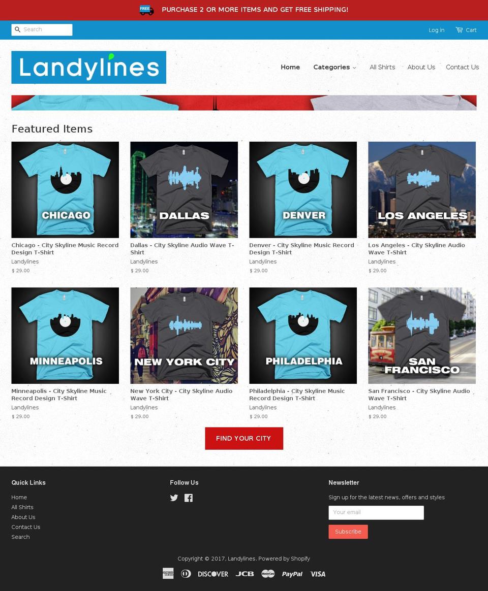 landylines.com shopify website screenshot