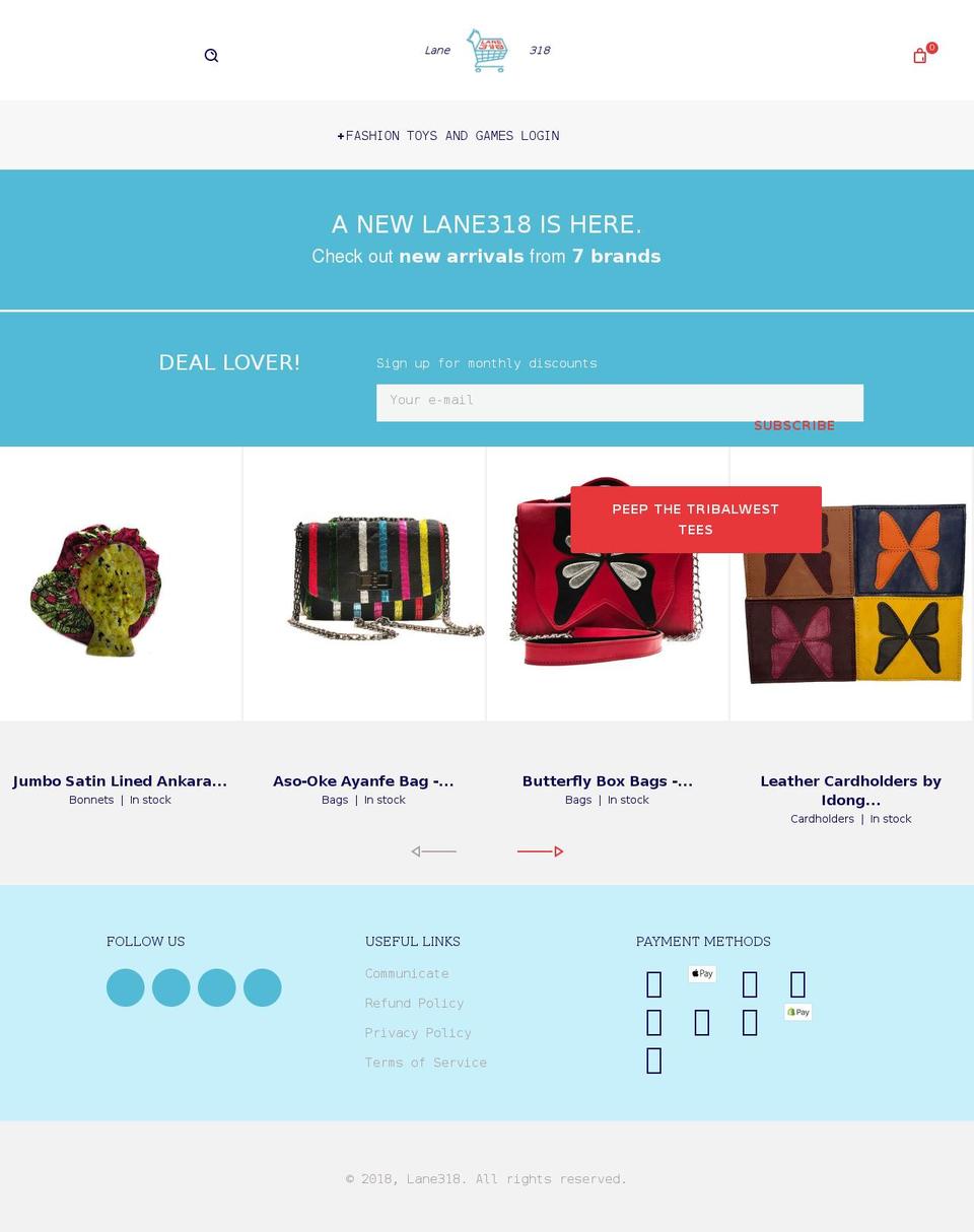 lane318.com shopify website screenshot