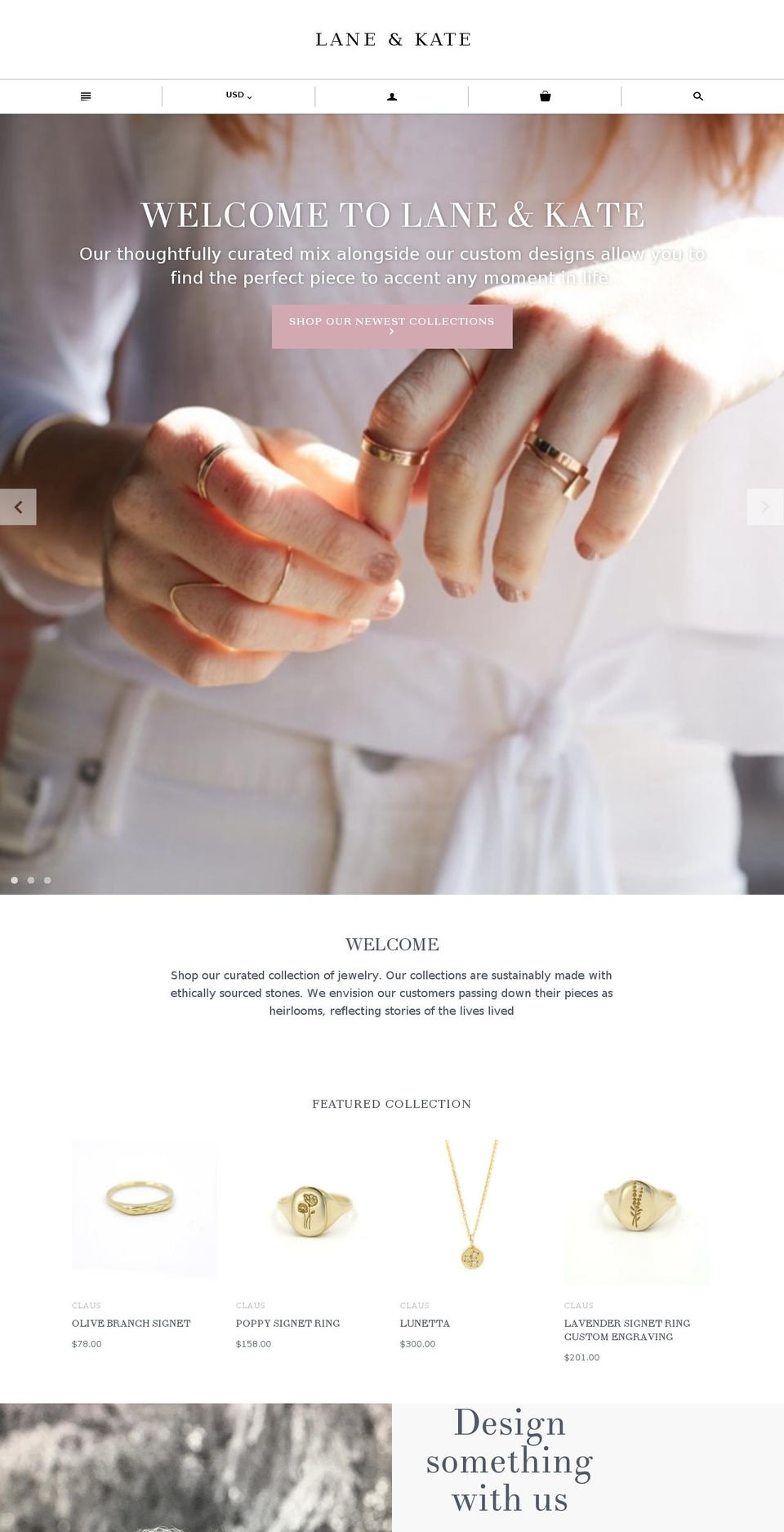 laneandkate.com — Shopify storefront screenshot