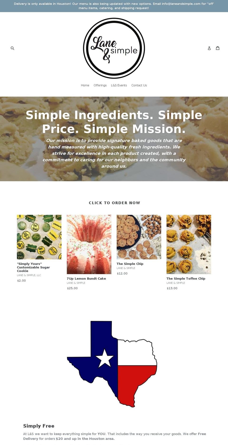 laneandsimple.com — Shopify storefront screenshot