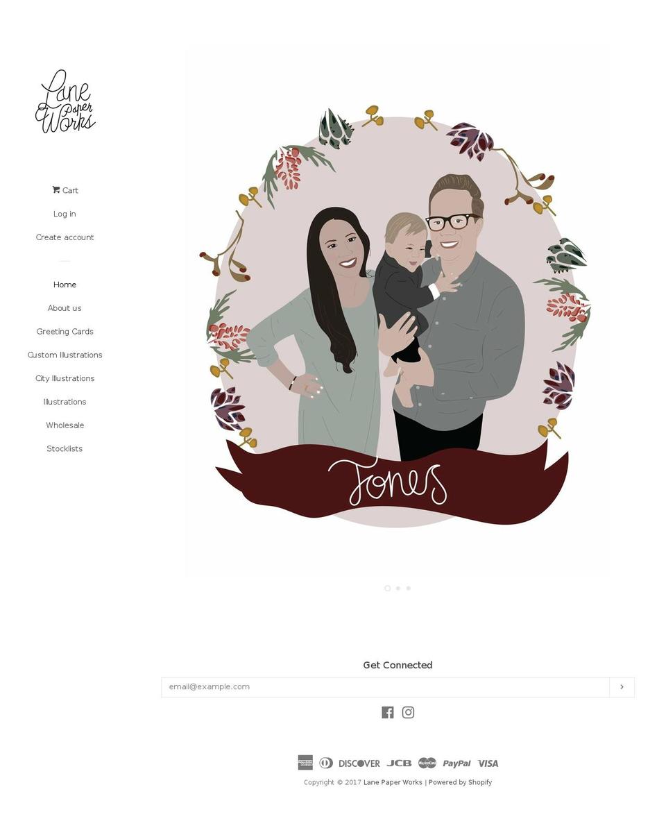 lanepaperworks.com shopify website screenshot