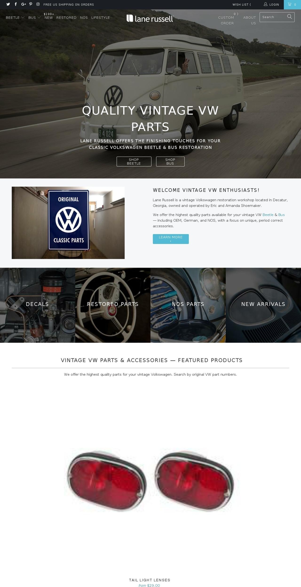 lanerussell.com shopify website screenshot