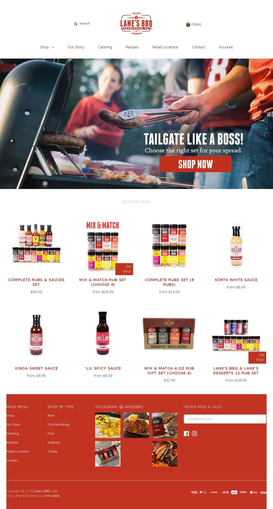 lanesbbq.com shopify website screenshot
