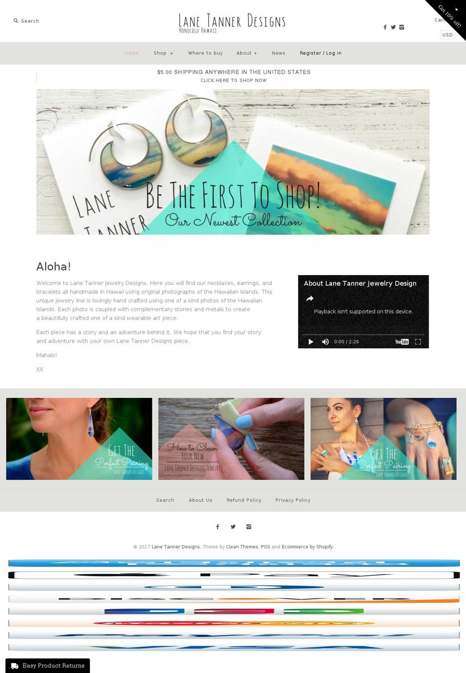 lanetannerjewelry.com shopify website screenshot