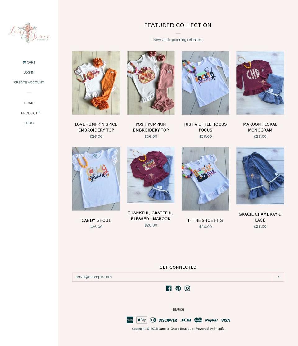 lanetograce.com shopify website screenshot
