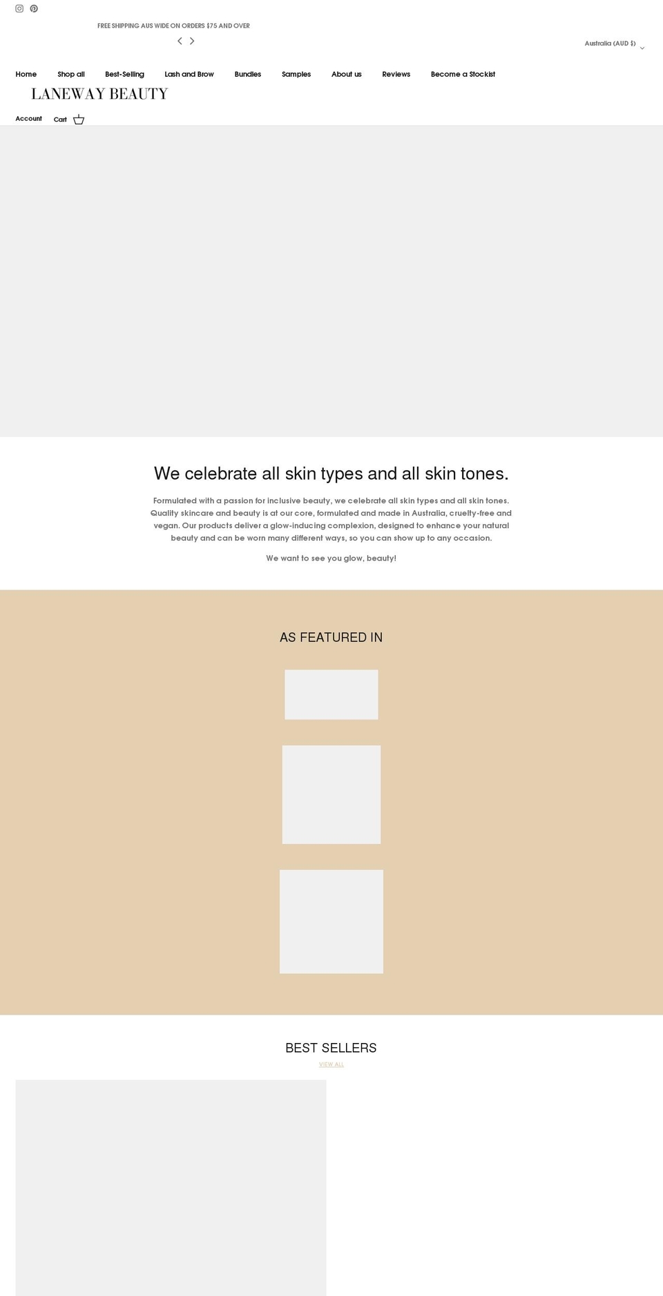 lanewaybeauty.com.au shopify website screenshot