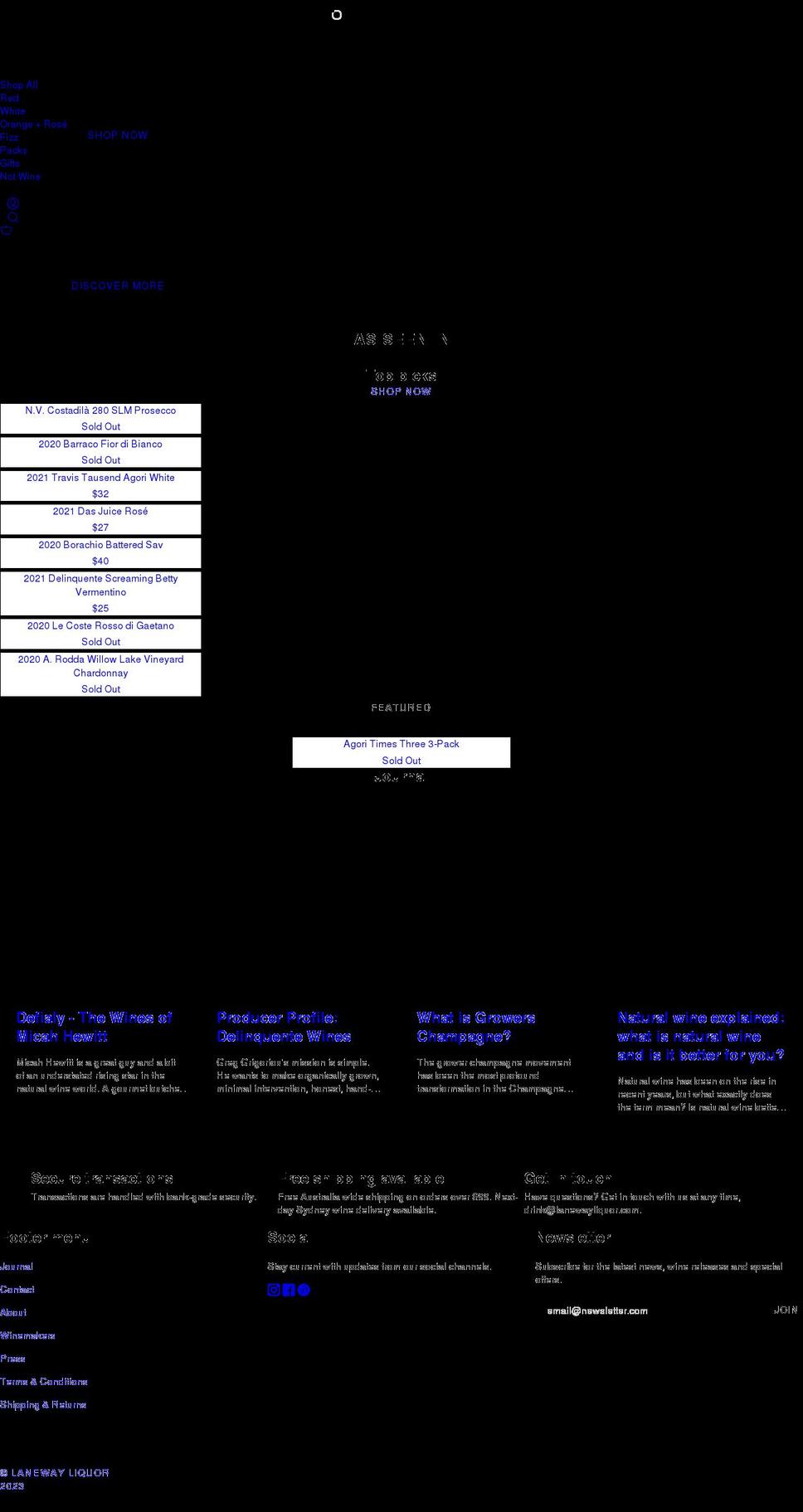 lanewayliquor.com shopify website screenshot