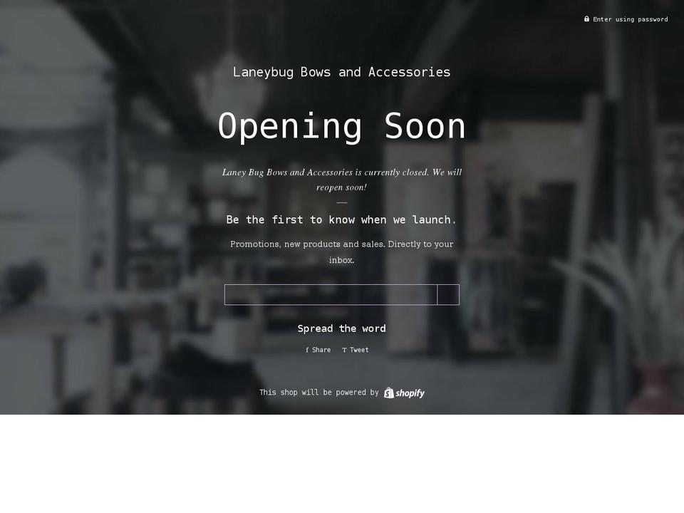 laneybugbowsandaccessories.com shopify website screenshot
