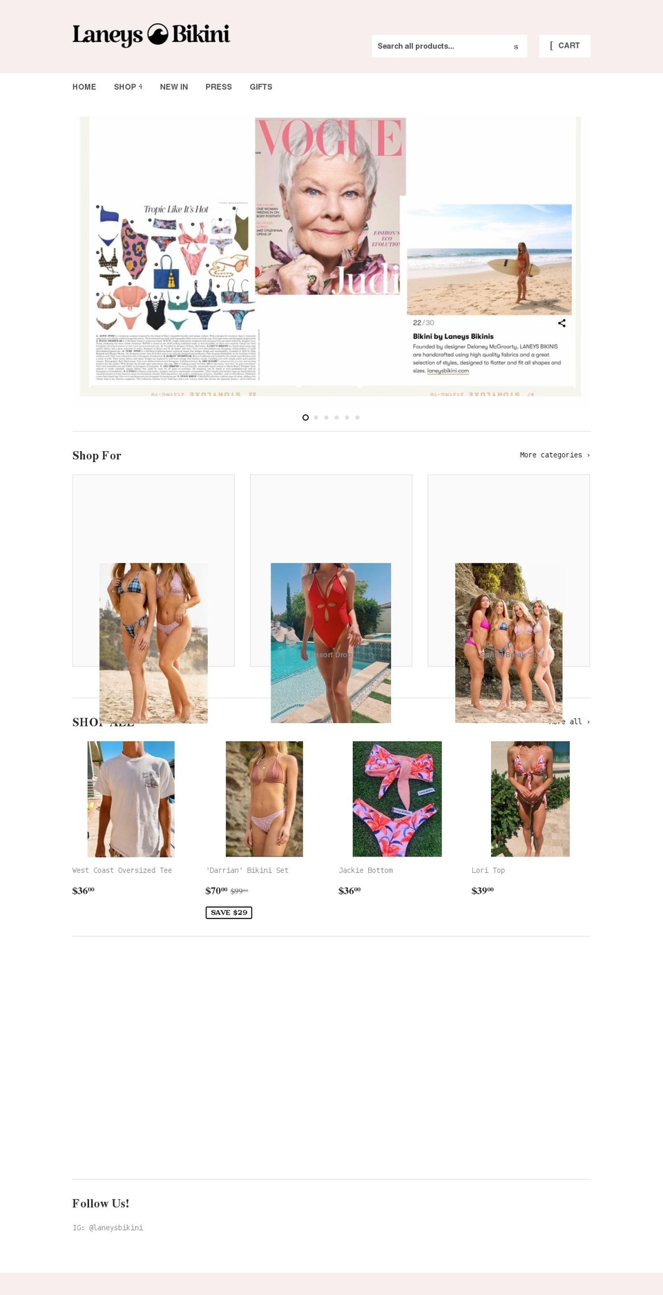 laneysbikini.com shopify website screenshot