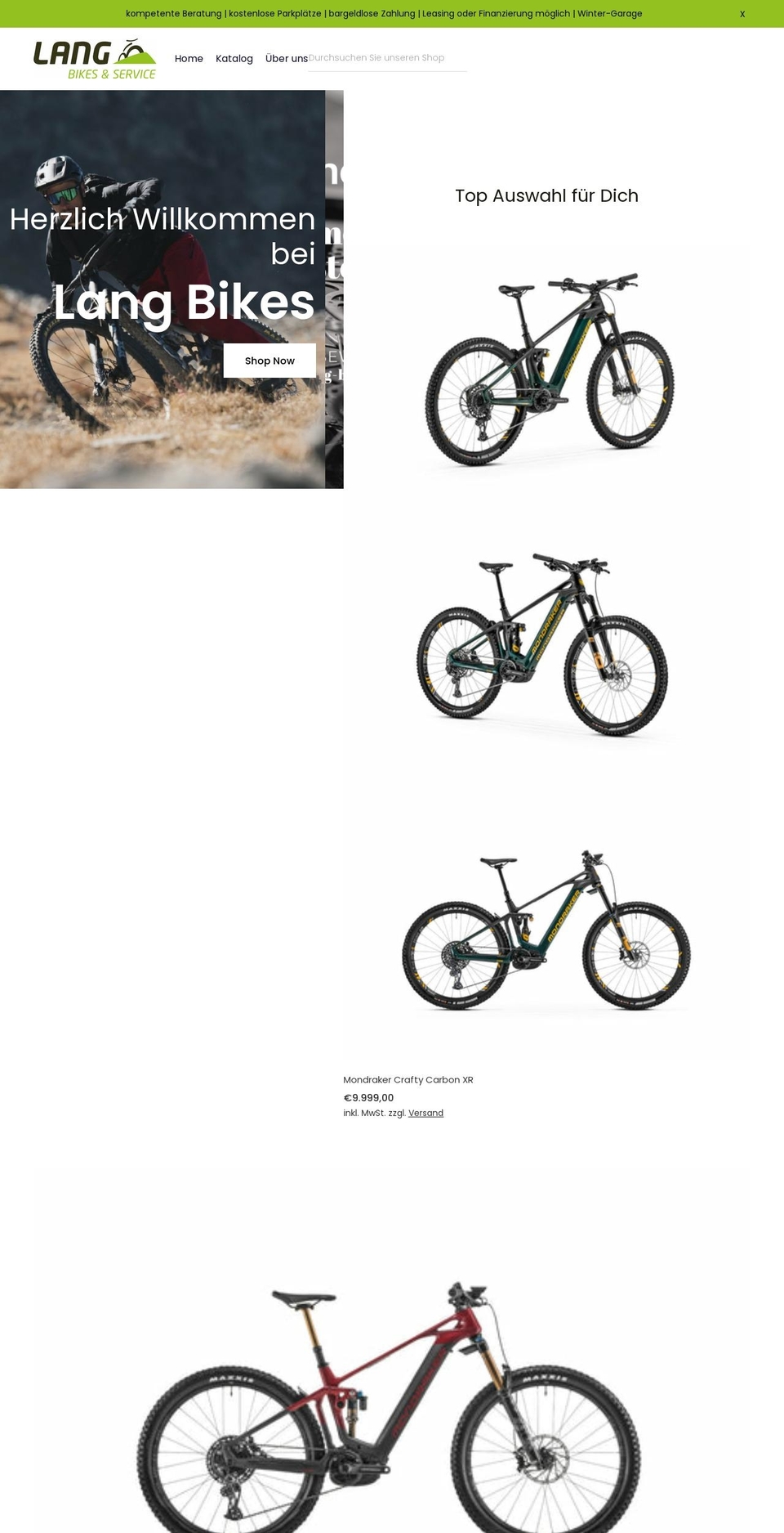 lang-bikes.com shopify website screenshot