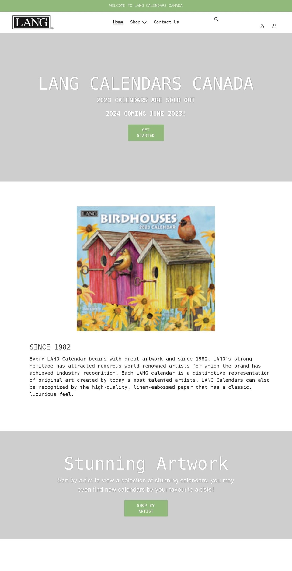 langcalendars.ca shopify website screenshot