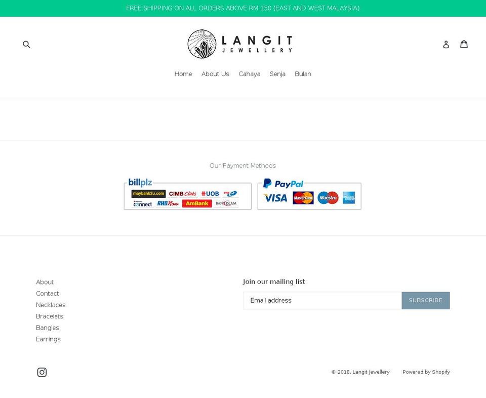 langitjewellery.com — Shopify storefront screenshot