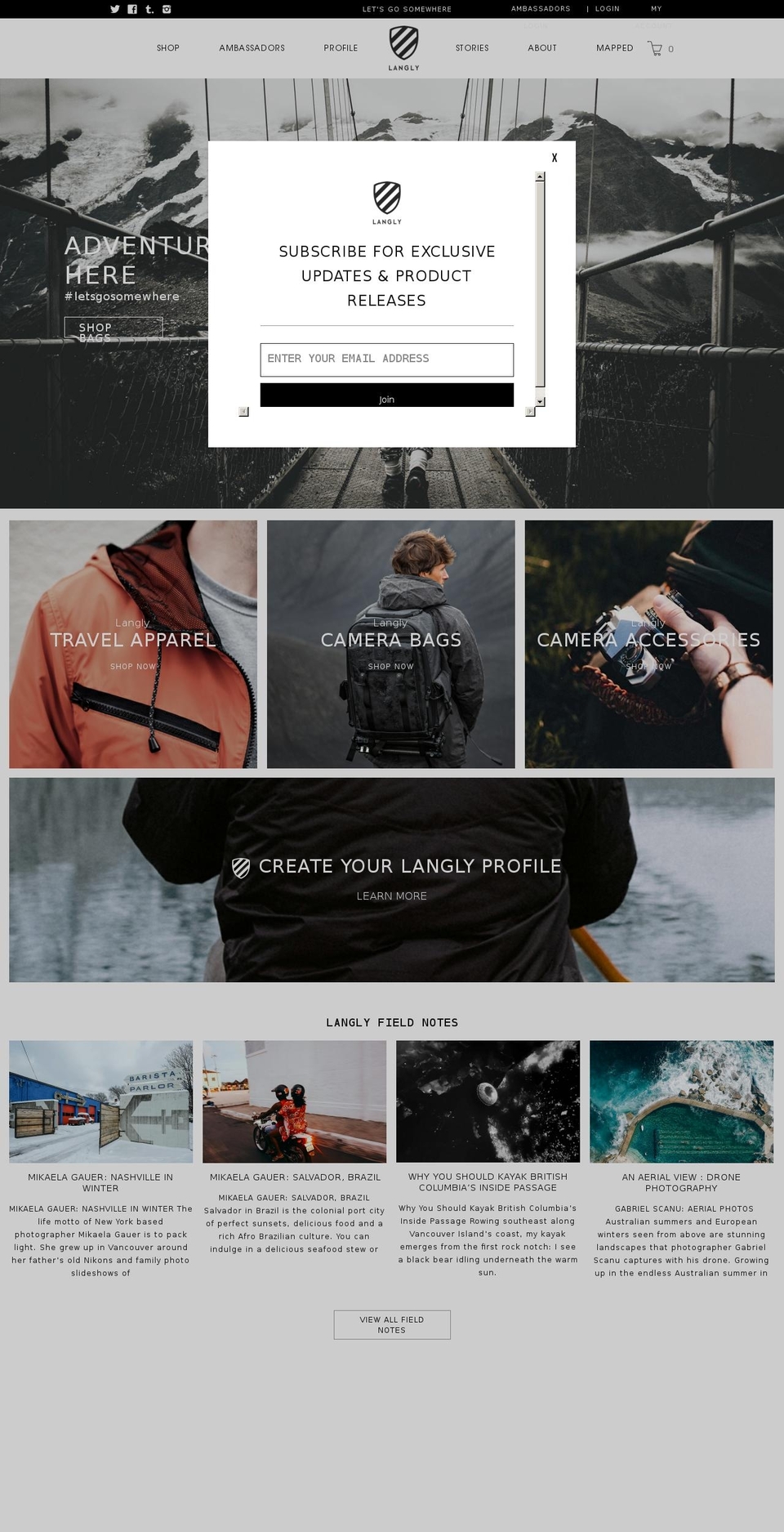 langlybag.com shopify website screenshot