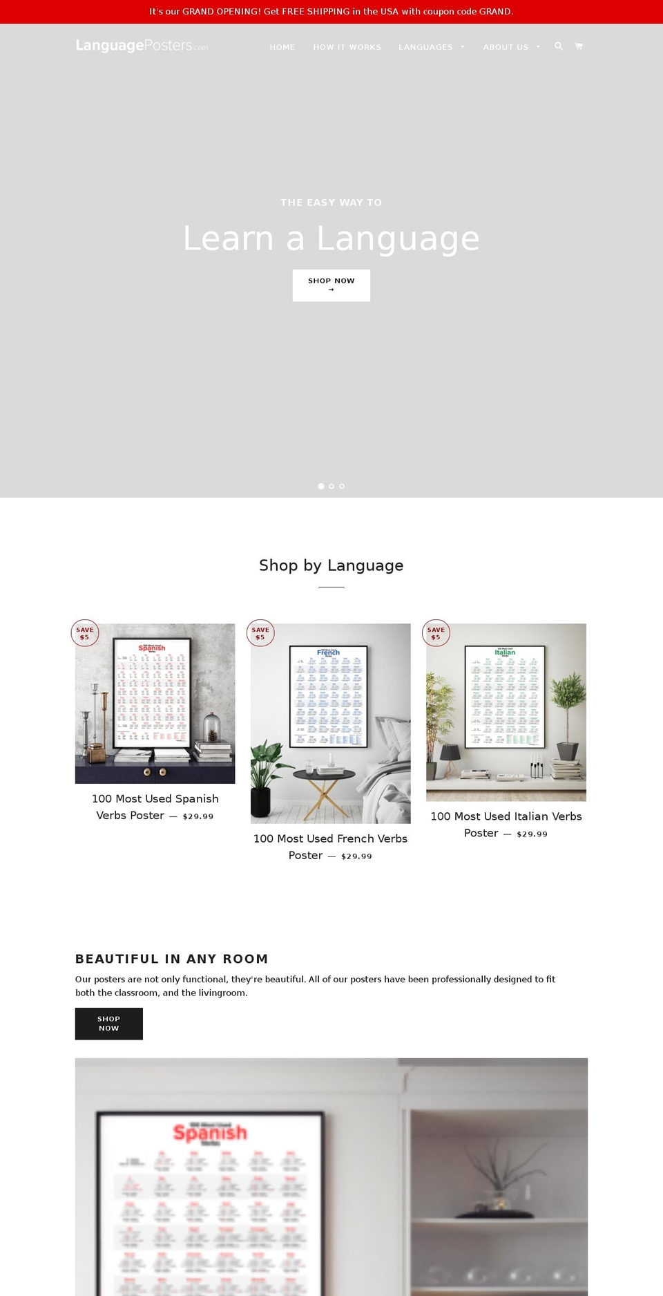 languageposters.com shopify website screenshot