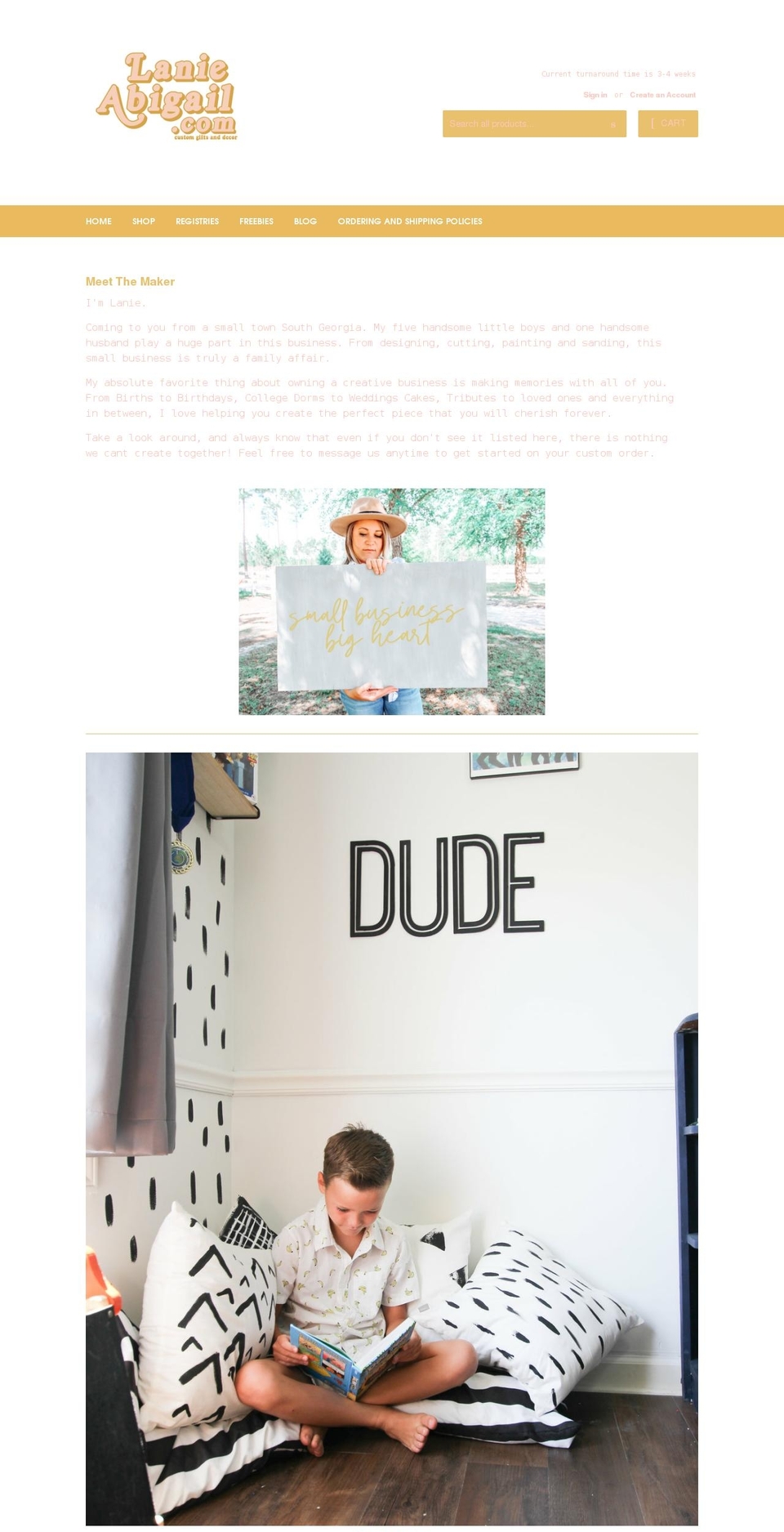lanieabigail.com shopify website screenshot