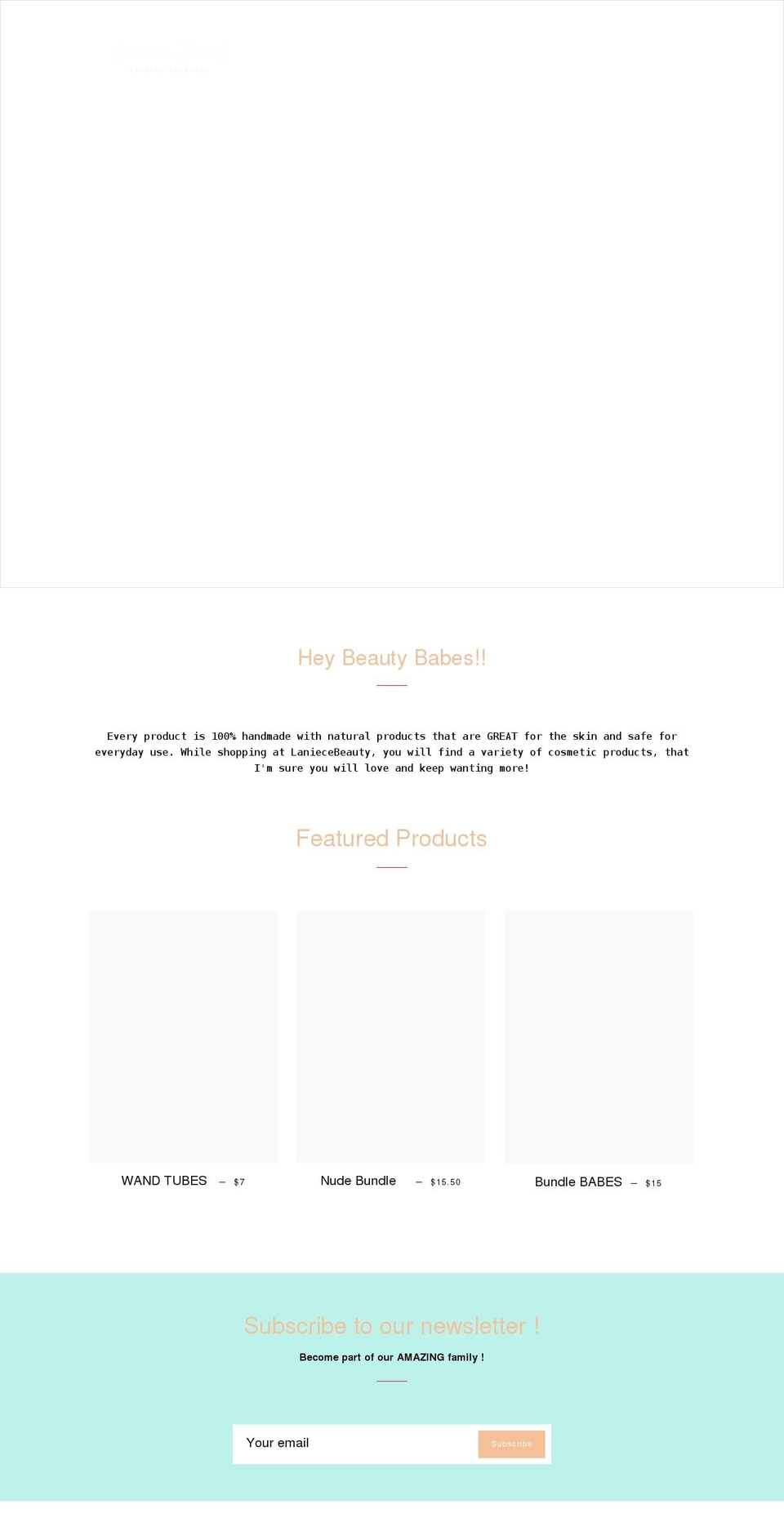 laniecebeauty.com shopify website screenshot
