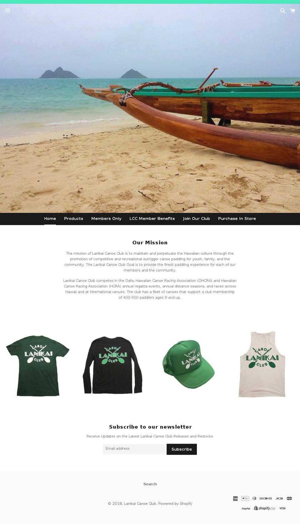 lanikaicanoeclub.com — Shopify storefront screenshot