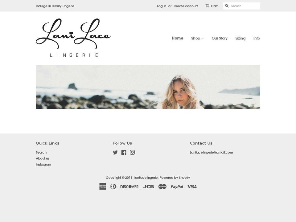 lanilacelingerie.com shopify website screenshot