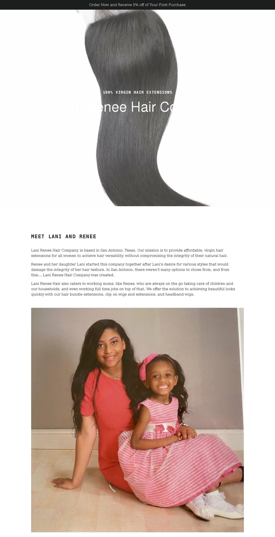 lanireneehair.com shopify website screenshot
