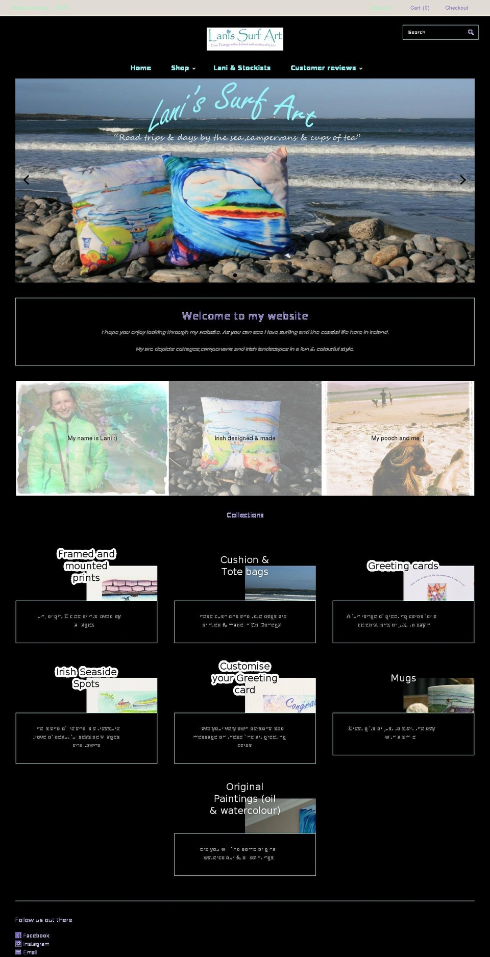 lanissurfart.net shopify website screenshot