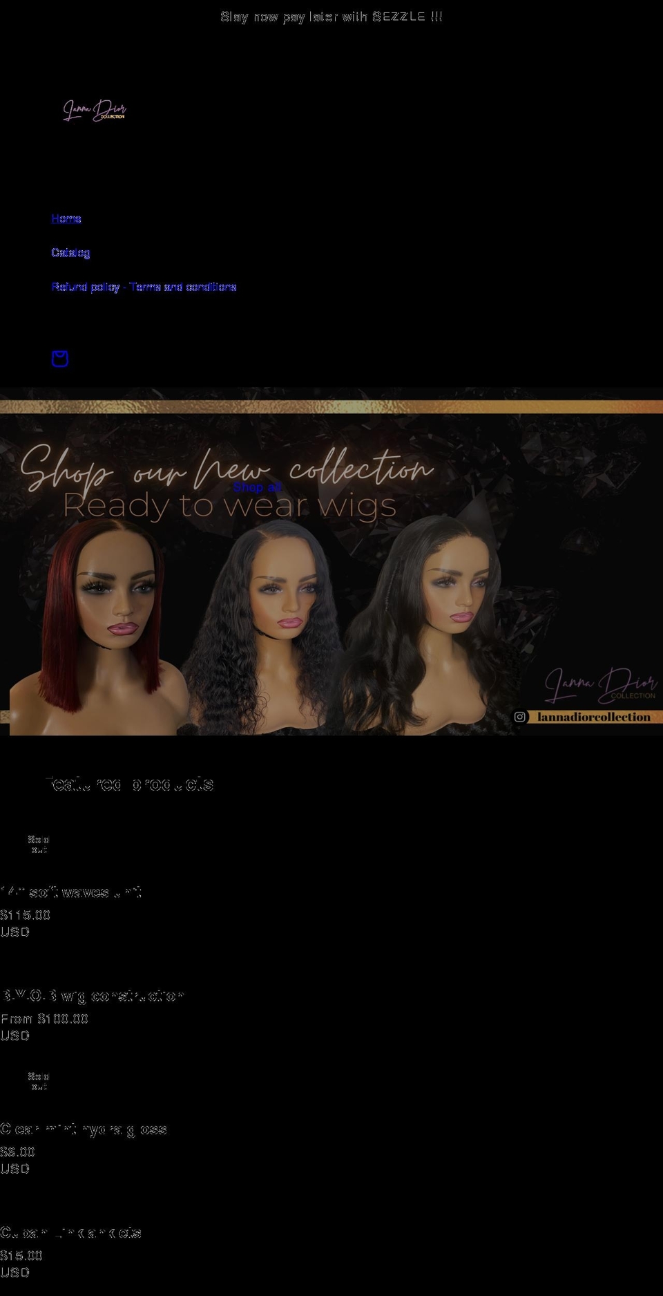 lannadiorcollection.com shopify website screenshot