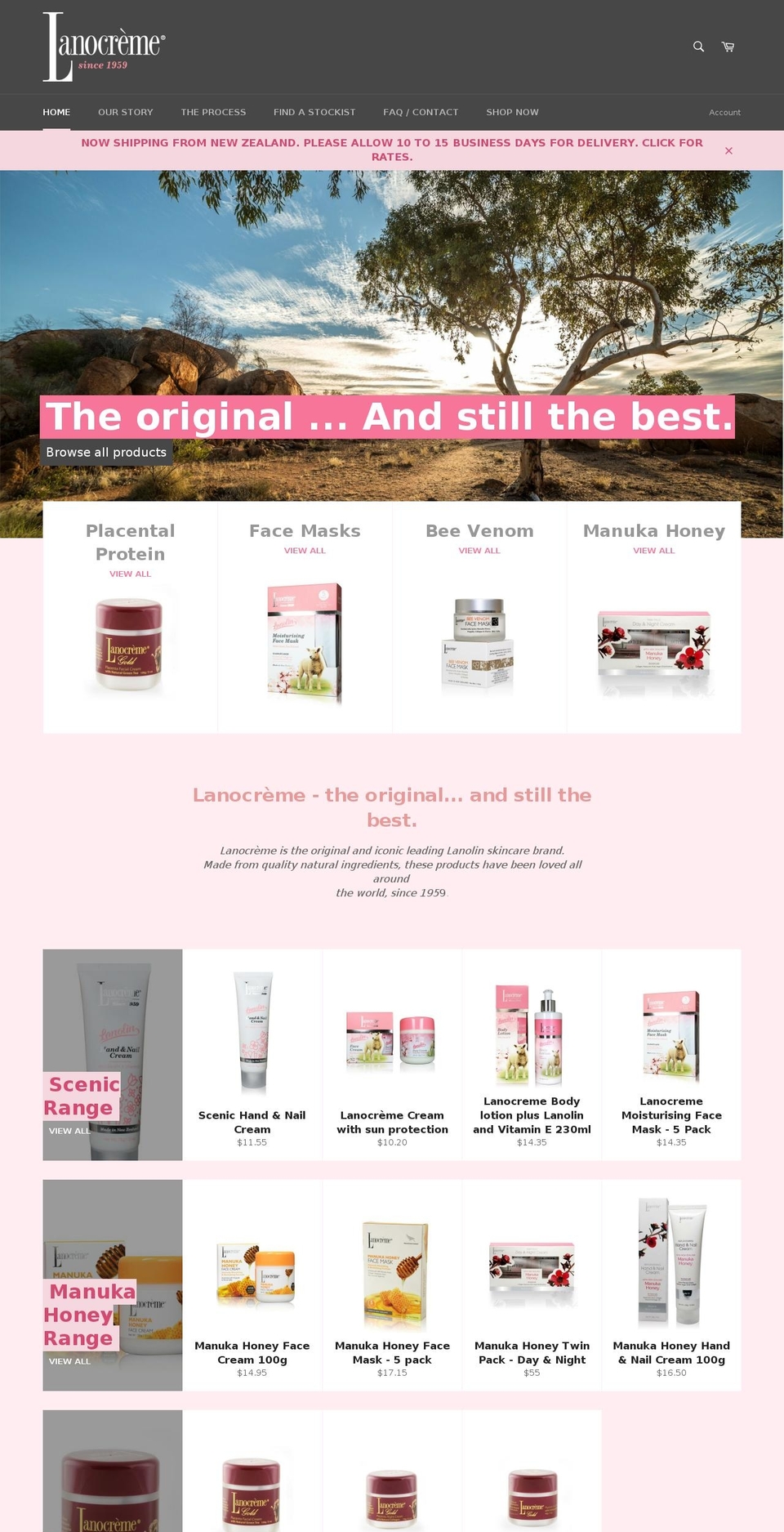 lanocreme.com.au shopify website screenshot