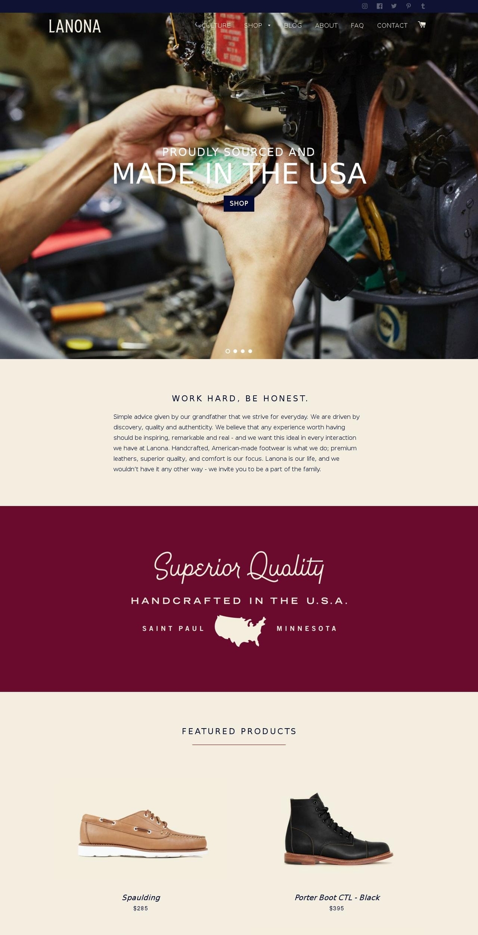 lanonashoes.com shopify website screenshot