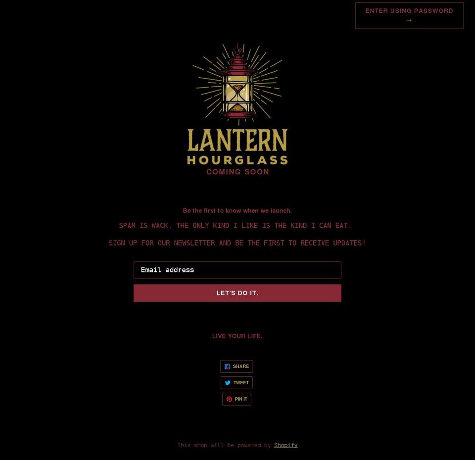 lantern-hourglass.myshopify.com shopify website screenshot