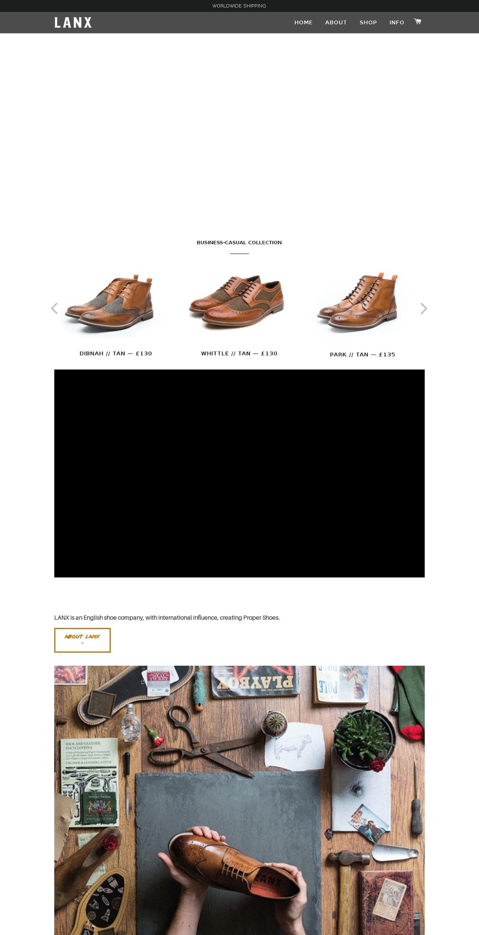 lanxshoes.com shopify website screenshot